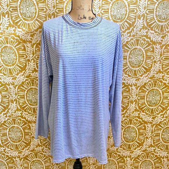 Free People Be Free Blue Striped Long Sleeve Tunic In Chamray Combo size M - Picture 6 of 11